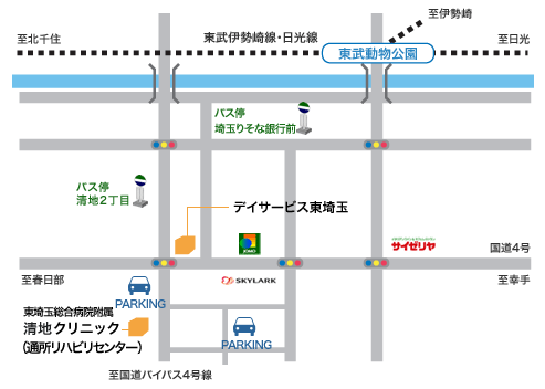 デイサービス東埼玉までの地図